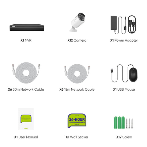 16 canaux 3MP PoE Système de caméras de sécurité , 4K NVR & 5MP caméras  IP PoE extérieures , Compatible ONVIF, H.265, enregistrement audio, détection humaine/vehicule