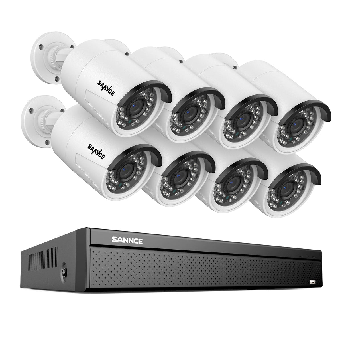 16 canaux 3MP PoE Système de caméras de sécurité , 4K NVR & 5MP caméras  IP PoE extérieures , Compatible ONVIF, H.265, enregistrement audio, détection humaine/vehicule