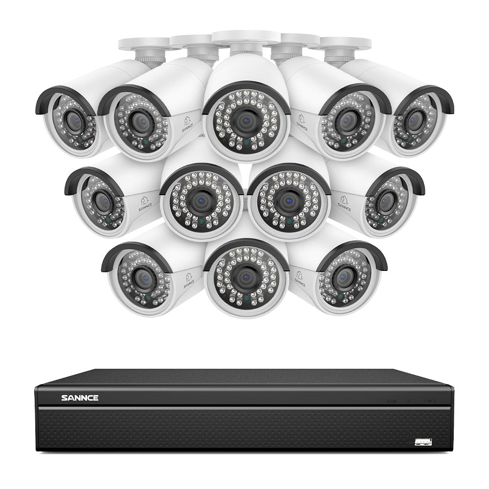 16 canaux 5MP PoE Système de caméras de sécurité , 4K NVR & 5MP caméras  IP PoE extérieures , Compatible ONVIF, H.265, enregistrement audio, détection humaine/vehicule