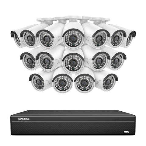 16 canaux 5MP PoE Système de caméras de sécurité , 4K NVR & 5MP caméras  IP PoE extérieures , Compatible ONVIF, H.265, enregistrement audio, détection humaine/vehicule