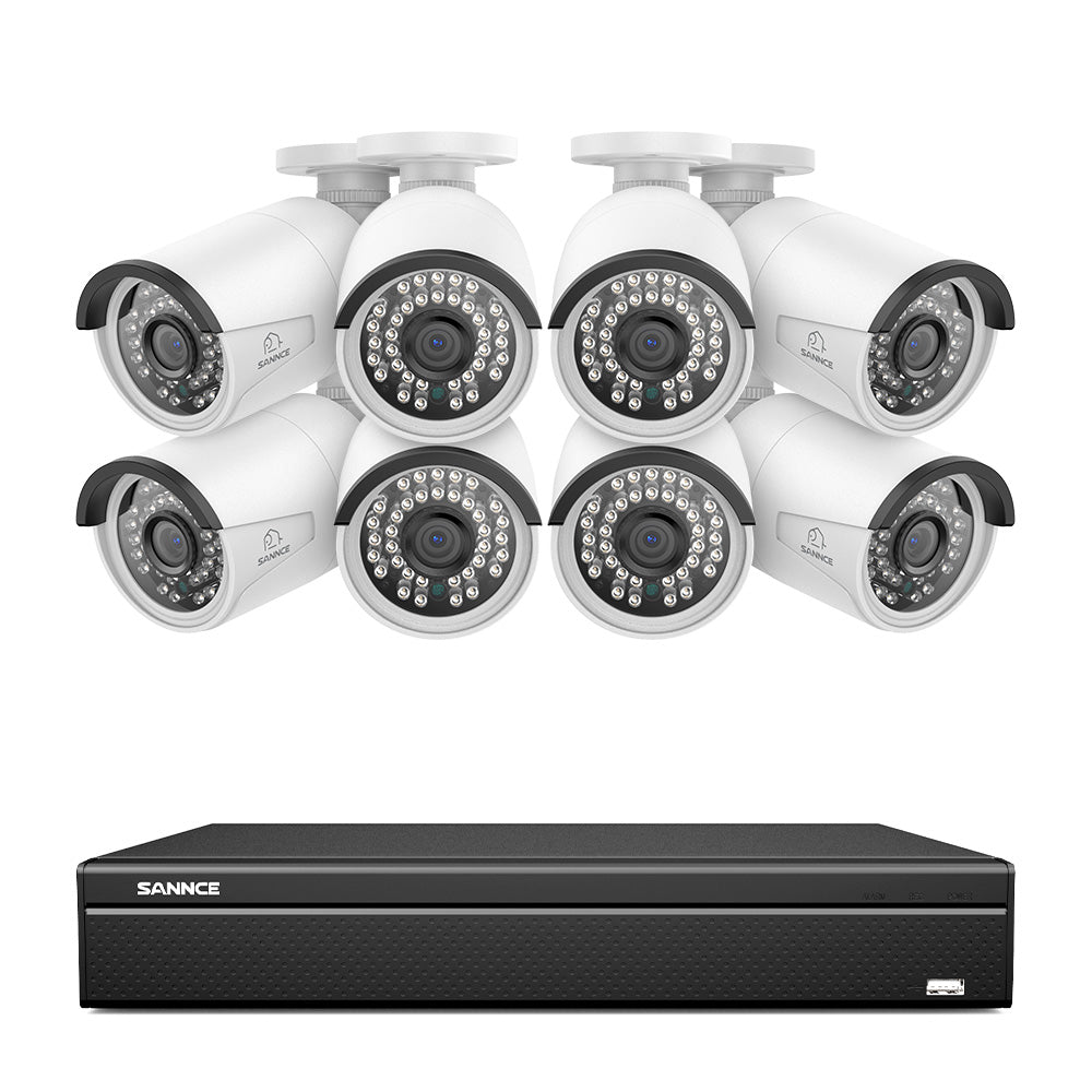 16 canaux 4K PoE Système de caméras de sécurité, 8MP caméras IP PoE extérieures, NVR compatible ONVIF, audio bidirectionnel, détection intelligente humaine/vehicule