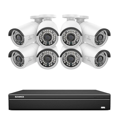 16 canaux 5MP PoE Système de caméras de sécurité , 4K NVR & 5MP caméras  IP PoE extérieures , Compatible ONVIF, H.265, enregistrement audio, détection humaine/vehicule