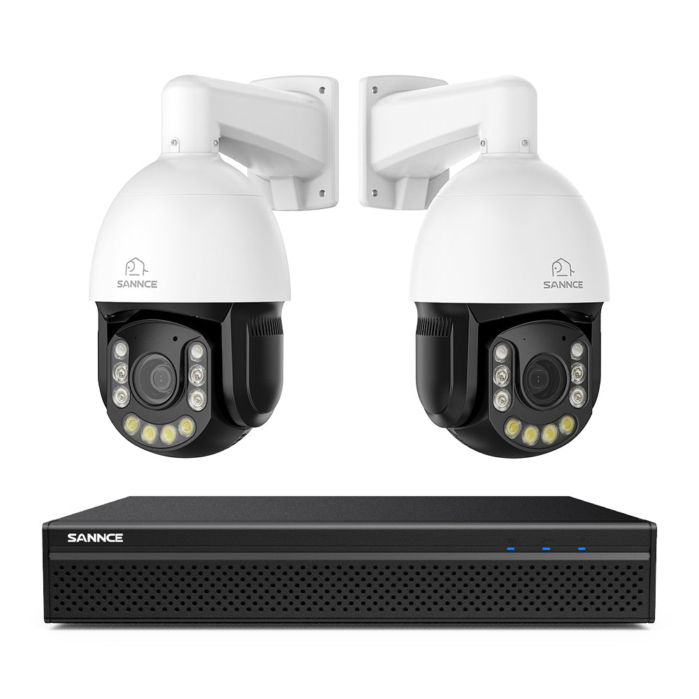 Système de Surveillance NVR PoE 4K à 8 Canaux avec 2 Caméras PTZ 8MP Zoom Optique 20X, Suivi Automatique, Audio Bidirectionnel, Vision Nocturne