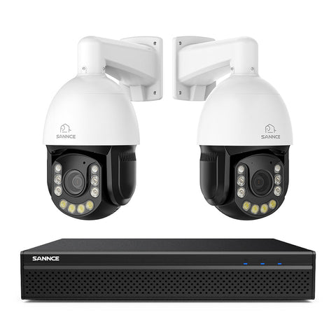 Système de Surveillance NVR PoE 4K à 8 Canaux avec 2 Caméras PTZ 8MP Zoom Optique 20X, Suivi Automatique, Audio Bidirectionnel, Vision Nocturne
