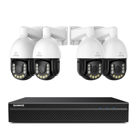 Système de Surveillance NVR PoE 4K à 8 Canaux avec 4 Caméras PTZ 8MP Zoom Optique 20X, Suivi Automatique, Audio Bidirectionnel, Vision Nocturne