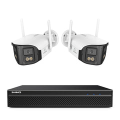 FDQ400 Système de vidéosurveillance PoE 4K 10 canaux, NVR 8MP + 2 caméras IP 4MP Wi-Fi/PoE, double objectif, angle 170°, vision nocturne couleur, audio bidirectionnel, détection humaine IA
