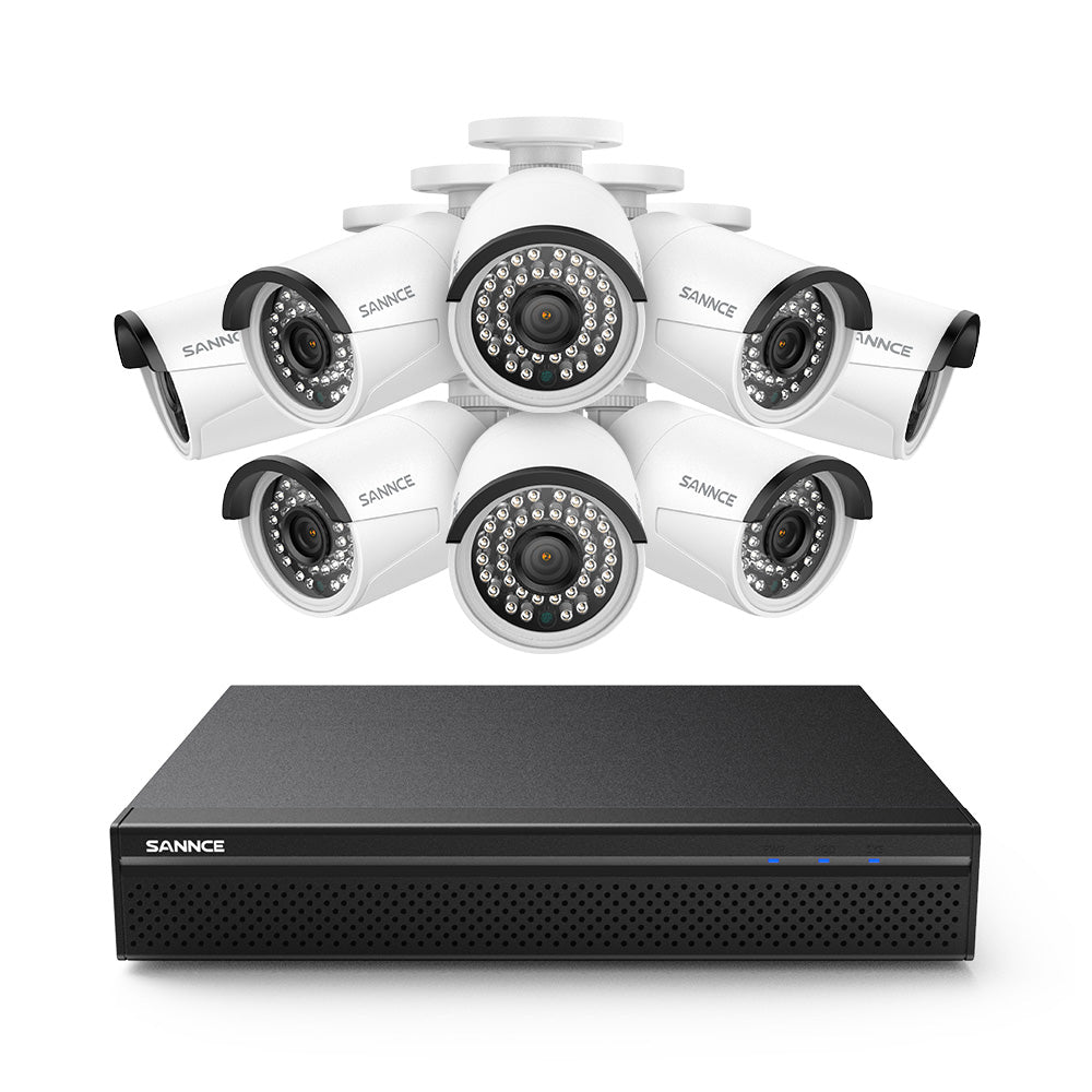 Système de Sécurité Domestique Professionnel - Enregistrement Audio, 4K 8 Canaux NVR PoE Filaire, 8 Caméras Bullet CCTV IP 3MP