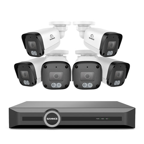 Système de sécurité PoE 5MP à 8 canaux, NVR 6MP, S+265, Détection d'humains et de véhicules, Lecture intelligente, Notification intelligente avec image jointe