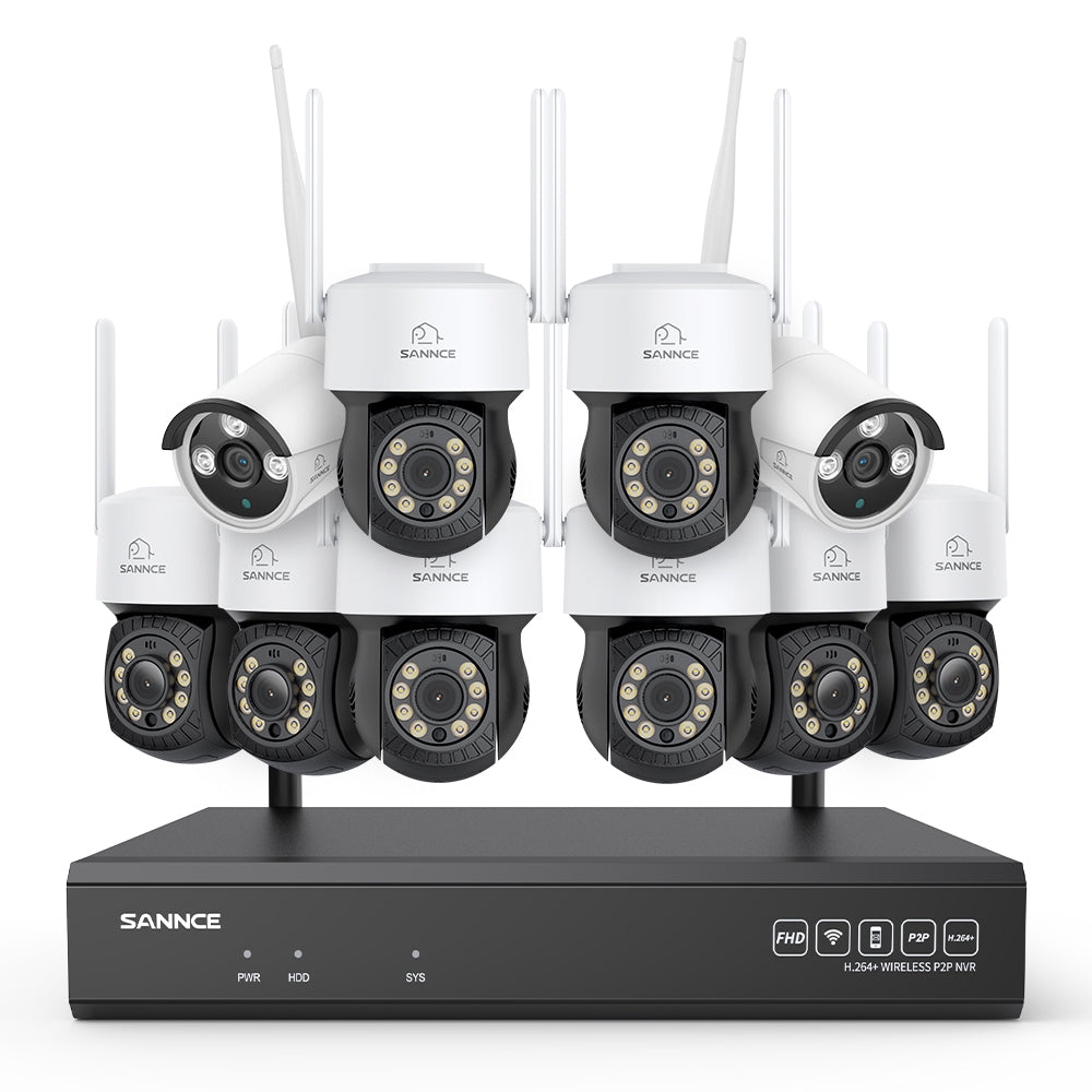 Système de vidéosurveillance sans fil 3MP à 16 canaux avec caméras PT et Bullet, NVR 8MP, caméra IP WiFi 3MP, audio bidirectionnel, étanchéité IP66, détection intelligente des personnes par IA, compatible avec Alexa