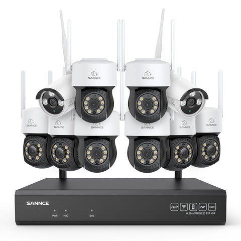 Système de vidéosurveillance sans fil 3MP à 16 canaux avec caméras PT et Bullet, NVR 8MP, caméra IP WiFi 3MP, audio bidirectionnel, étanchéité IP66, détection intelligente des personnes par IA, compatible avec Alexa