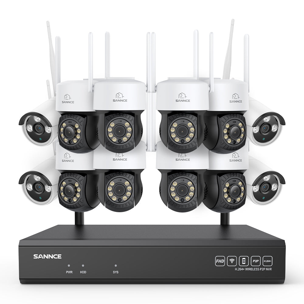 Système de vidéosurveillance sans fil 3MP à 16 canaux avec caméras PT et Bullet, NVR 8MP, caméra IP WiFi 3MP, audio bidirectionnel, étanchéité IP66, détection intelligente des personnes par IA, compatible avec Alexa