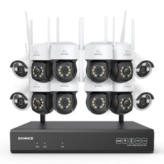 Système de vidéosurveillance sans fil 3MP à 16 canaux avec caméras PT et Bullet, NVR 8MP, caméra IP WiFi 3MP, audio bidirectionnel, étanchéité IP66, détection intelligente des personnes par IA, compatible avec Alexa