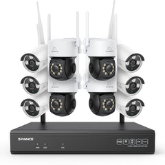 Système de vidéosurveillance sans fil 3MP à 16 canaux avec caméras PT et Bullet, NVR 8MP, caméra IP WiFi 3MP, audio bidirectionnel, étanchéité IP66, détection intelligente des personnes par IA, compatible avec Alexa