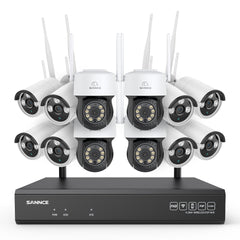 Système de vidéosurveillance sans fil 5MP à 16 canaux avec caméras PT, NVR 8MP, caméras IP WiFi 5MP Pan & Tilt, enregistrement audio, détection humaine par IA, compatible avec Alexa (4 caméras PT, 8 caméras Bullet et NVR 16CH 8MP)