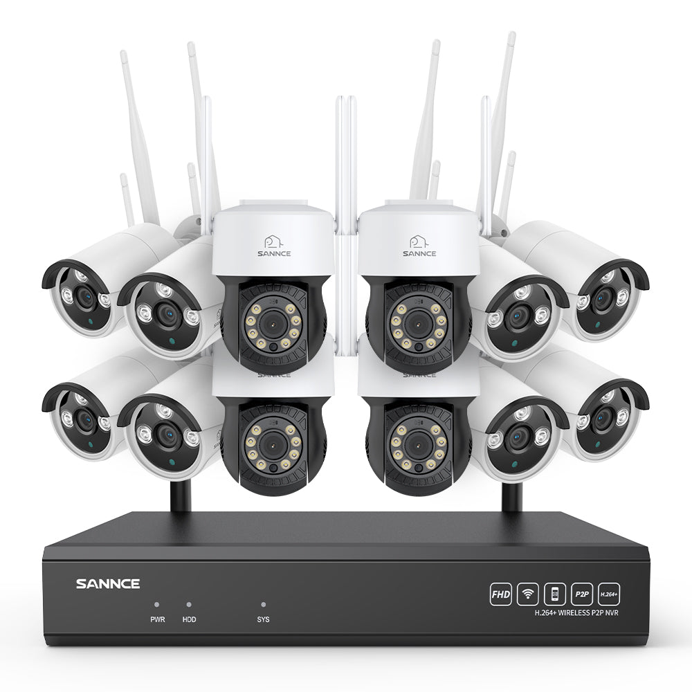 Système de vidéosurveillance sans fil 3MP à 16 canaux avec caméras PT et Bullet, NVR 8MP, caméra IP WiFi 3MP, audio bidirectionnel, étanchéité IP66, détection intelligente des personnes par IA, compatible avec Alexa
