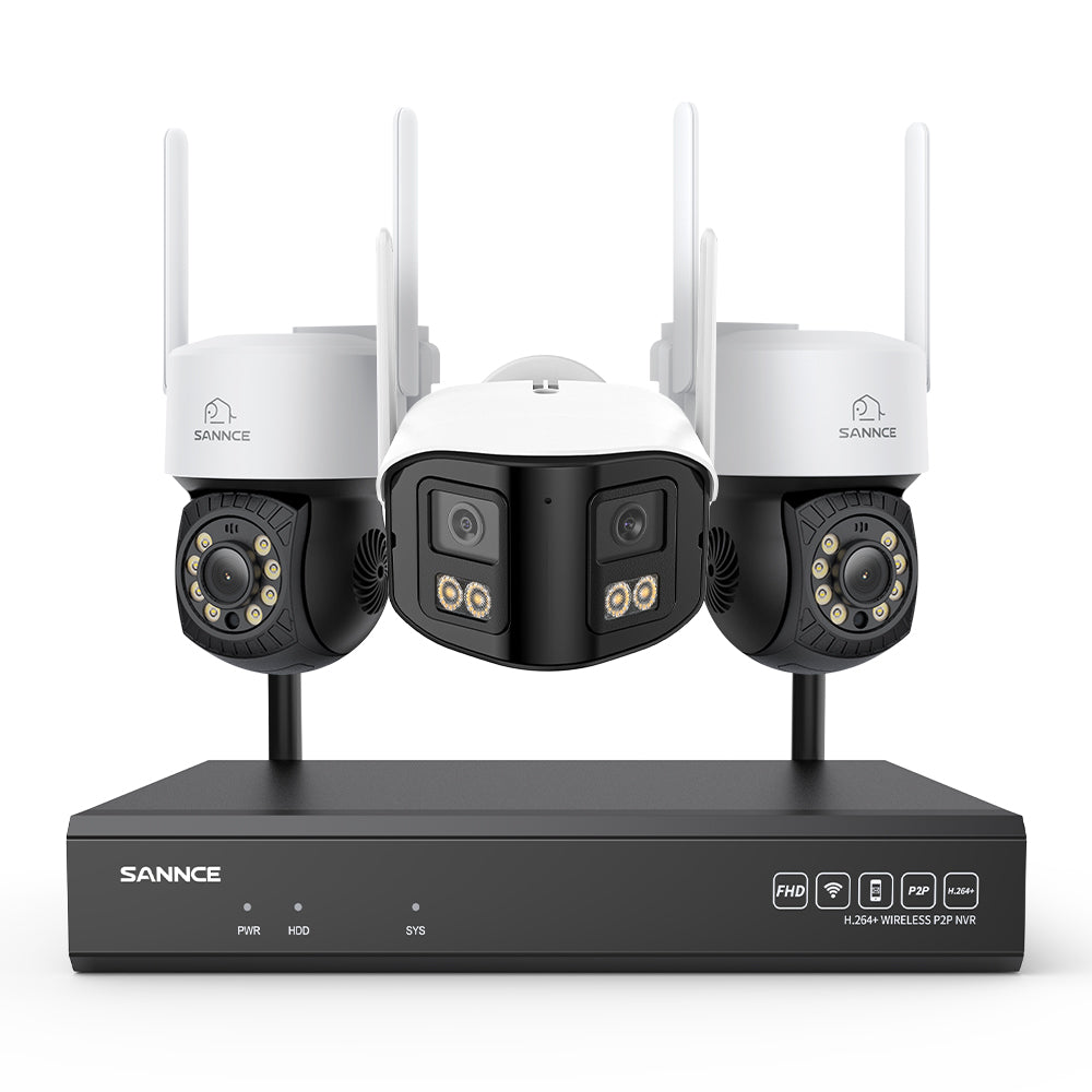 Kit Vidéosurveillance WiFi 5MP 16 Canaux, NVR 8MP, Caméras PT, Détection IA, Audio, Vision Nocturne, Compatible Alexa (2 PT + 1 Double Objectif 4MP)