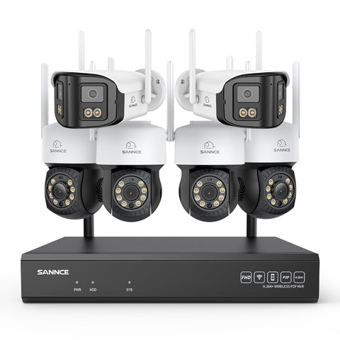 Kit Vidéosurveillance WiFi 5MP 16 Canaux, NVR 8MP, Caméras PT, Détection IA, Audio, Vision Nocturne, Compatible Alexa (4 PT + 2 Double Objectif 4MP)