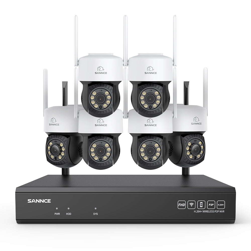 Système de caméras de surveillance CCTV PT sans fil 3MP à 16 canaux avec NVR 8MP, 6 caméras IP Wi-Fi 3MP motorisées, enregistrement audio, détection humaine par IA, compatible Alexa