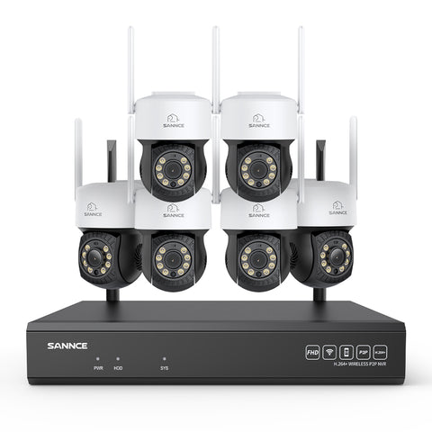 Système de caméras de surveillance CCTV PT sans fil 3MP à 16 canaux avec NVR 8MP, 6 caméras IP Wi-Fi 3MP motorisées, enregistrement audio, détection humaine par IA, compatible Alexa
