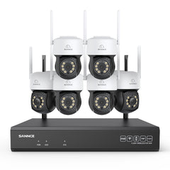 Système de caméras de surveillance CCTV PT sans fil 5MP à 16 canaux avec NVR 8MP, 6 caméras IP Wi-Fi 5MP motorisées (Pan & Tilt), enregistrement audio, détection humaine par IA, compatible avec Alexa