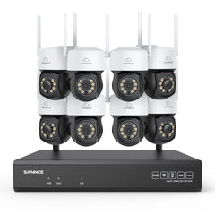 Système de caméras de surveillance CCTV PT sans fil 5MP à 16 canaux avec NVR 8MP, 8 caméras IP Wi-Fi 5MP motorisées (Pan & Tilt), enregistrement audio, détection humaine par IA, compatible avec Alexa