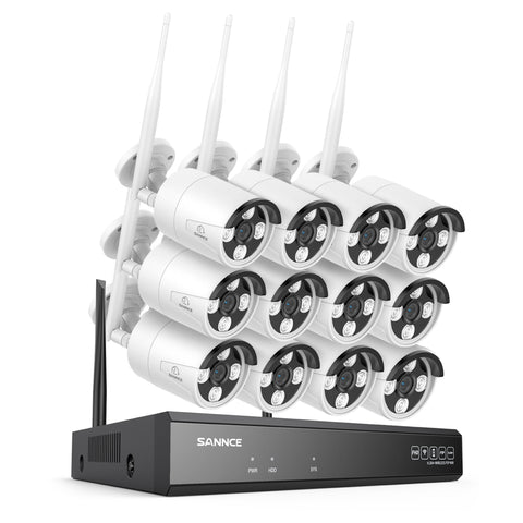 Système de caméra de sécurité sans fil 4K 16 canaux, NVR 8MP, caméra IP WiFi 8MP, audio bidirectionnel, étanchéité IP66, détection humaine intelligente AI, fonctionne avec Alexa
