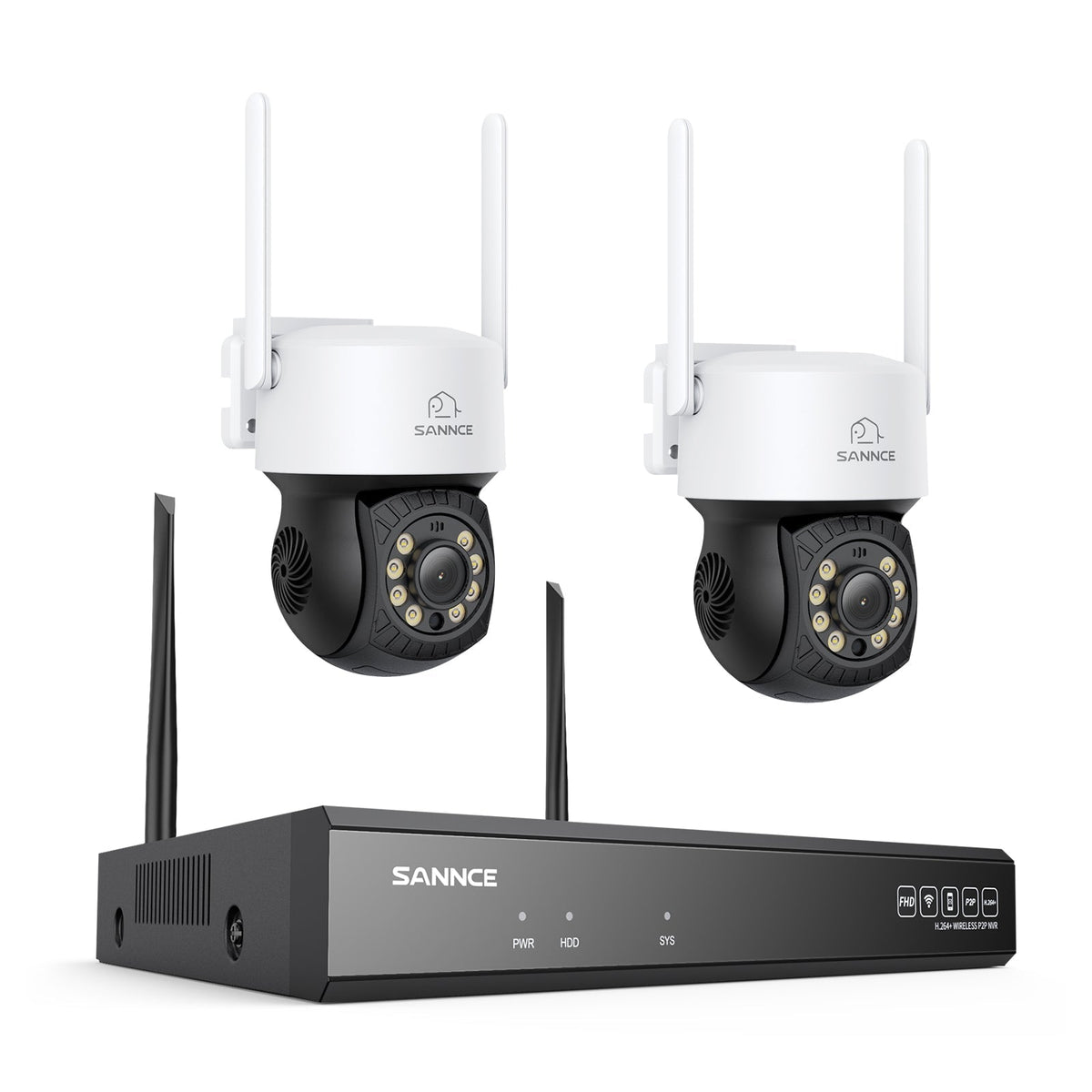 Système de caméras de surveillance CCTV PT sans fil 3MP à 16 canaux avec NVR 8MP, 2 caméras IP Wi-Fi 3MP avec fonction panoramique et inclinaison, enregistrement audio, détection humaine par IA, compatible avec Alexa