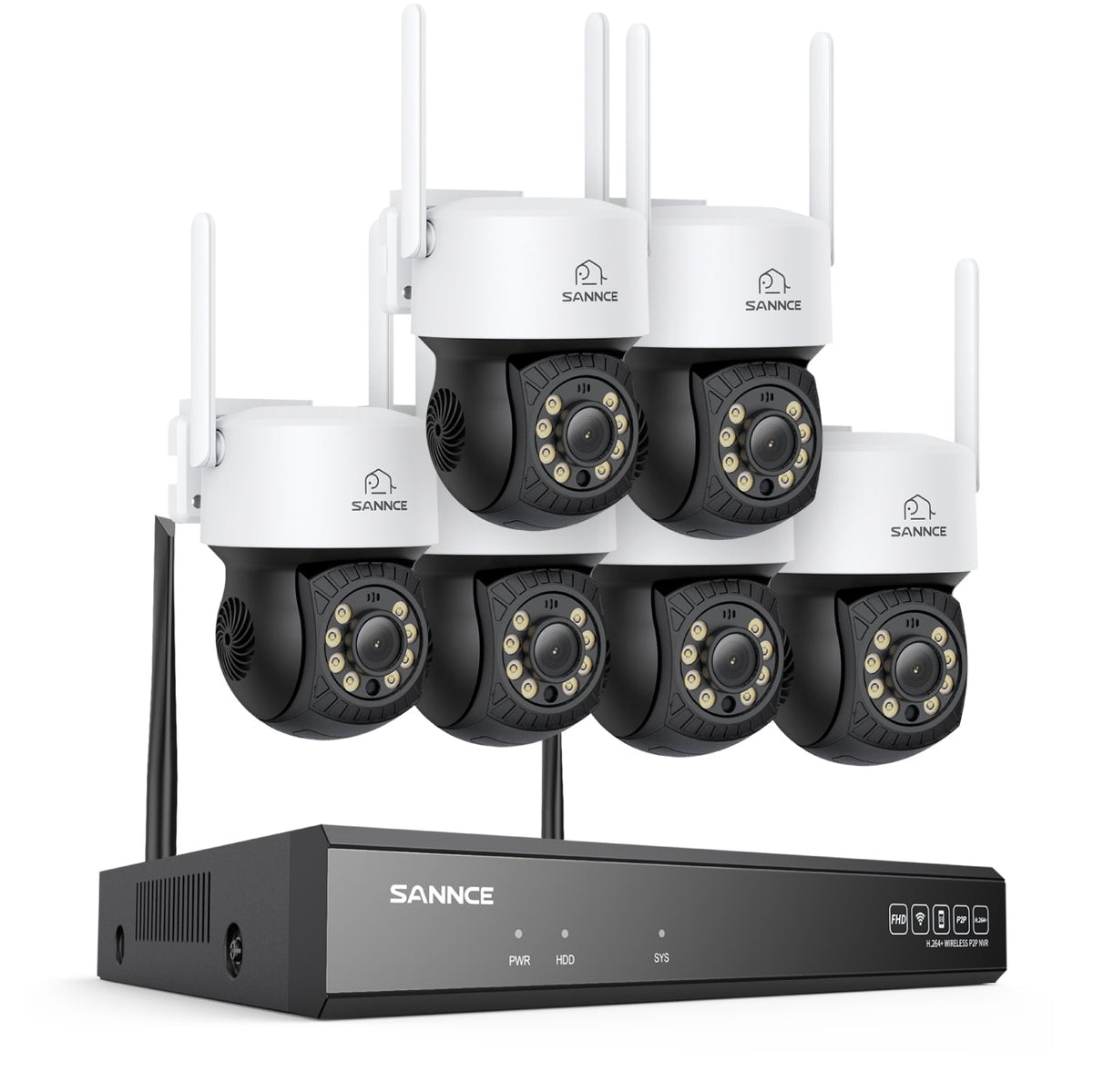 Système de caméras de surveillance CCTV PT sans fil 3MP à 16 canaux avec NVR 8MP, 6 caméras IP Wi-Fi 3MP motorisées, enregistrement audio, détection humaine par IA, compatible Alexa
