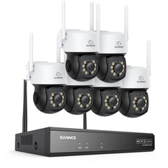 Système de caméras de surveillance CCTV PT sans fil 5MP à 16 canaux avec NVR 8MP, 6 caméras IP Wi-Fi 5MP motorisées (Pan & Tilt), enregistrement audio, détection humaine par IA, compatible avec Alexa
