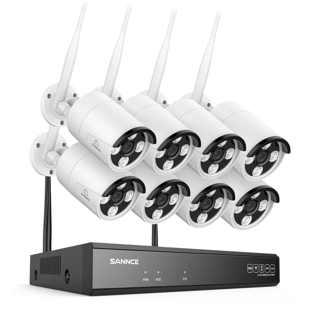 Système de caméra de sécurité sans fil 3MP 8 canaux, NVR 8MP, caméra IP WiFi 3MP, audio bidirectionnel, étanchéité IP66, détection humaine intelligente AI, fonctionne avec Alexa