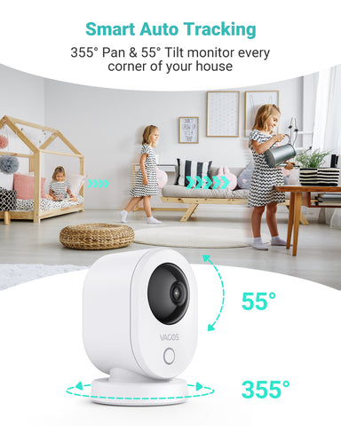IP Caméra Surveillance WiFi intérieure Pan Tilt, 3MP Super HD, vision nocturne, détection de mouvement, audio bidirectionnel, compatible avec Alexa et Google Assistant, pour Bébé/Animaux