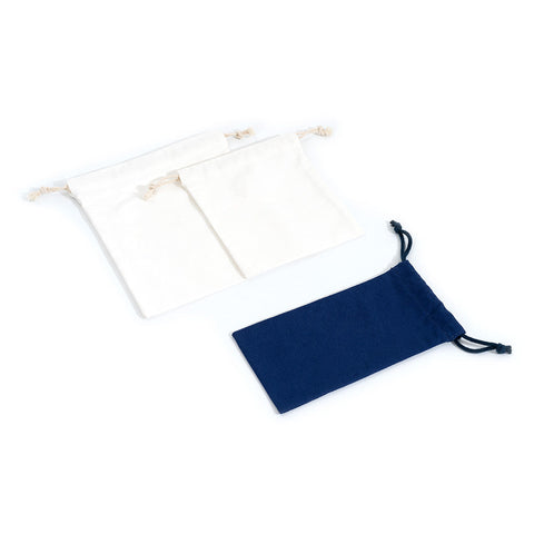 Natural Cotton Drawstring Bag and Zippered Fabric Bag, Multi-Use, Environmental, Pack of 8