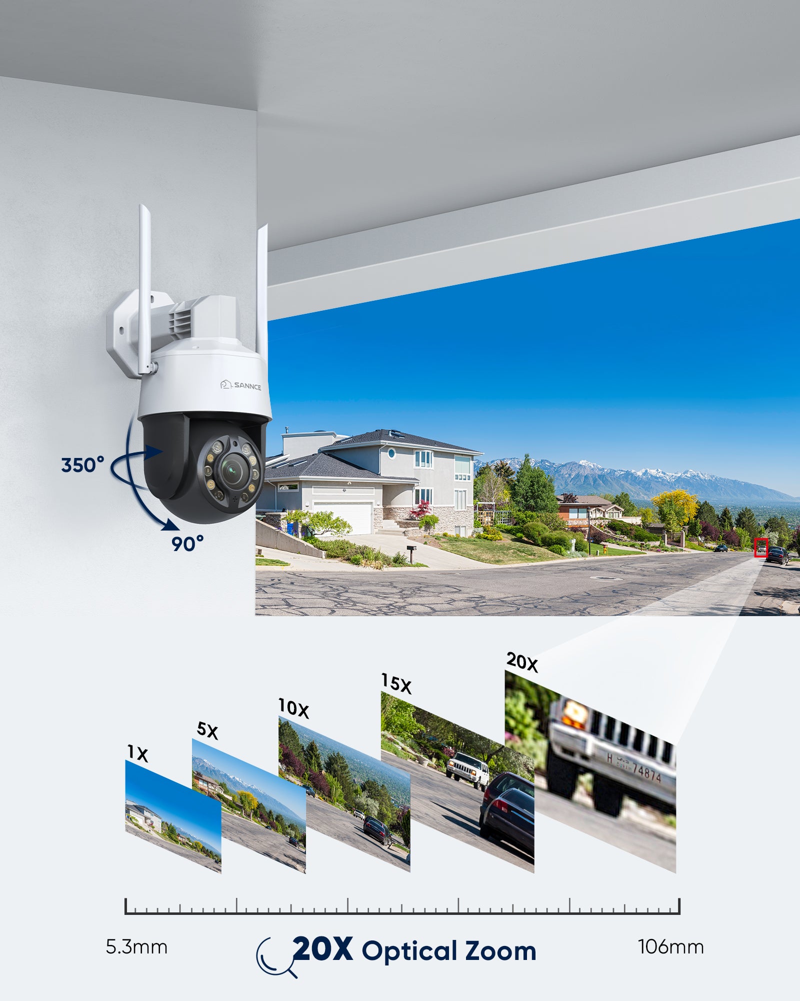 Caméra de Surveillance extérieure PTZ IP WiFi couleur 8MP/4K
