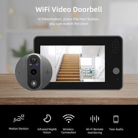 Smart Video Doorbell, 1080p HD Resolution, 6400mAh Battery Powered, Infrared Night Vision, PIR Motion Detection, 2-Way Audio, Support TF Card & Cloud Storage