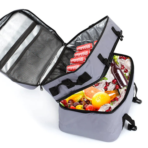 Double Decker Insulated Cooler Bag, Collapsible & Leakproof Lunch Coolers Bag for Camping, Beach, Picnic