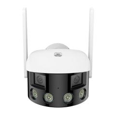 Certifié remis à neuf Caméra de Sécurité Extérieure Panoramique WiFi - Double Objectif, 2K 4MP, 180°, Vision Nocturne Couleur, Compatible Alexa & Google