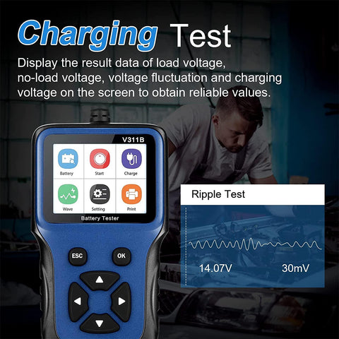 Car Battery Tester, 2.8'' LCD Color Screen, 12V 100-2000 CCA Automotive Load Battery, Cranking, Charging Test Scan Tool Digital Analyzer for Auto Truck Motorcycle ATV SUV Boat Yacht and More