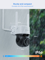 3MP 10 canaux sans fil Système de caméras de vidéosurveillance, 2 PTZ caméras & 2 Bullet caméras , enregistreur NVR 8MP, enregistrement audio, détection humaine IA, compatible avec Alexa