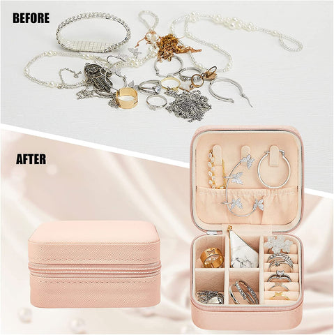 Bridesmaid Gifts Jewelry Box, Personalized Custom Proposal Small Portable Travel Case, Mini Jewellery Organizer Storage Earrings Rings Necklaces for Women Girls - Pack of 5