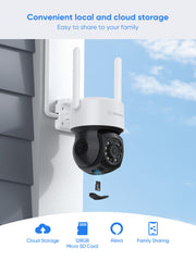 3MP 10 canaux sans fil Système de caméras de vidéosurveillance, 2 PTZ caméras & 2 Bullet caméras , enregistreur NVR 8MP, enregistrement audio, détection humaine IA, compatible avec Alexa