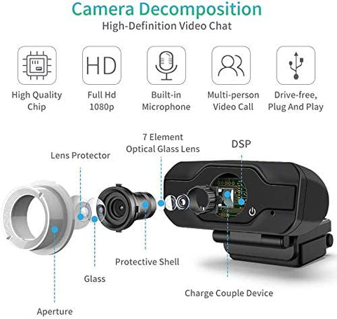 Webcam à diffusion en direct 1080p USB avec double micro intégré