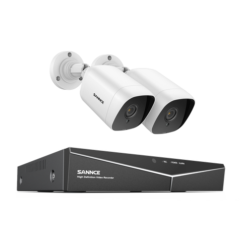 8 Canaux 1080P Système de Caméra de Sécurité Filaire  - DVR Hybride, 2 Caméras Bullet 2MP, Intérieur & Extérieur, Détection Intelligente de Mouvement, Accès à Distance