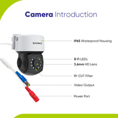 1080P 8 canaux PT Système de caméra de sécurité  - DVR hybride 5 en 1, caméra de vidéosurveillance Pan & Tilt, vision nocturne jusqu'à 100 pieds, détection de mouvement, extérieure, étanche