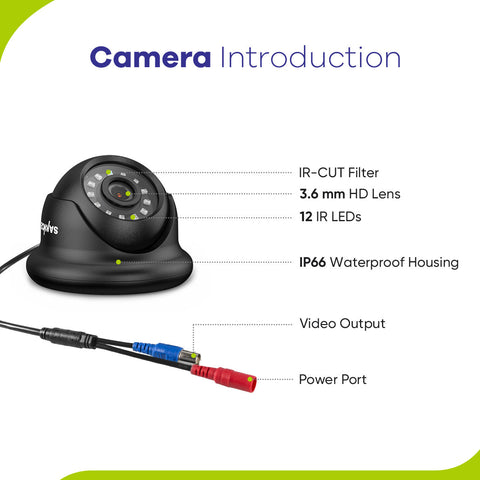 8 Canaux 1080P Système de Caméra de Sécurité Filaire  - DVR Hybride, 6 Caméras Turret 2MP, Intérieur & Extérieur, Détection Intelligente de Mouvement, Accès à Distance