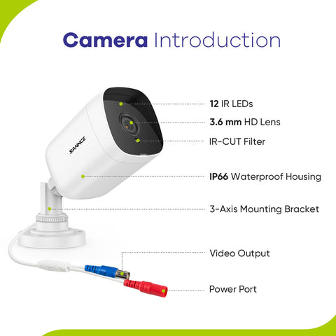 1080P 4 canaux Système DVR de sécurité câblé en avec 4 caméras CCTV extérieures de 2MP, détection intelligente de mouvement, alerte par e-mail