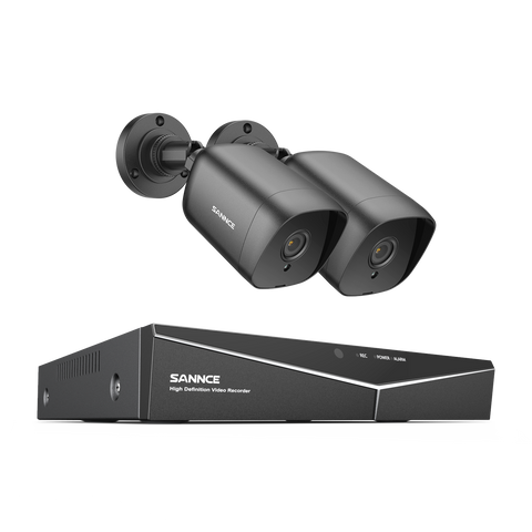 8 Canaux 1080P Système de Caméra de Sécurité Filaire  - DVR Hybride, 2 Caméras Bullet 2MP, Intérieur & Extérieur, Détection Intelligente de Mouvement, Accès à Distance