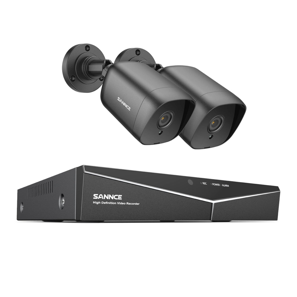1080P 4 canaux Système DVR de sécurité câblé en avec 2 caméras CCTV extérieures de 2MP, détection intelligente de mouvement, alerte par e-mail