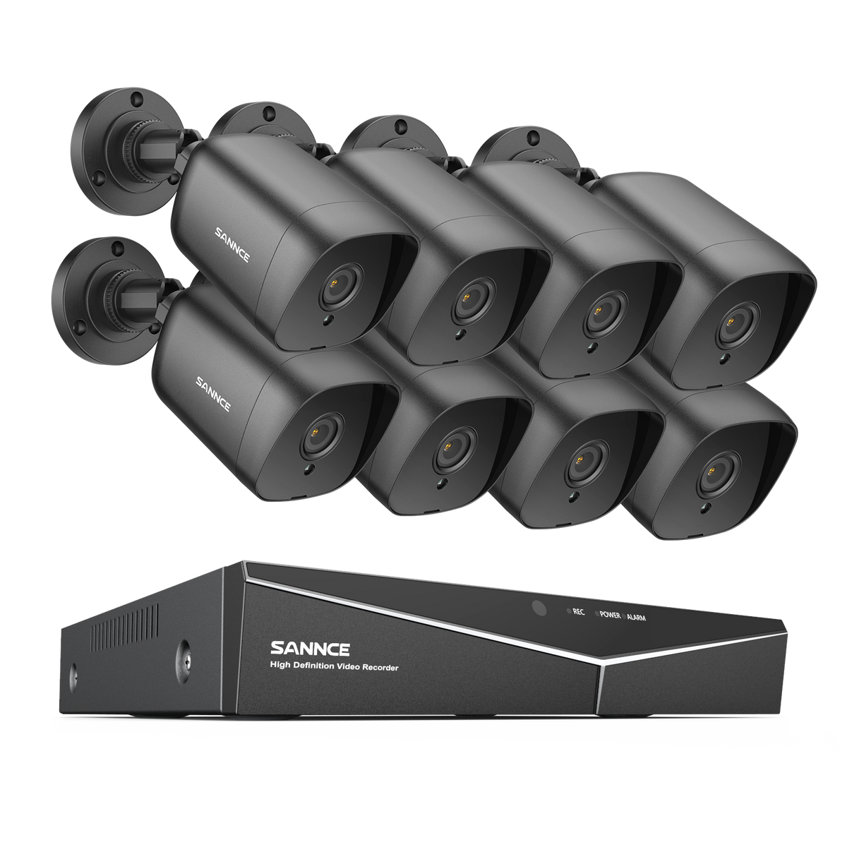 8 Canaux 1080P Système de Caméra de Sécurité Filaire  - DVR Hybride, 8 Caméras Bullet 2MP, Intérieur & Extérieur, Détection Intelligente de Mouvement, Accès à Distance