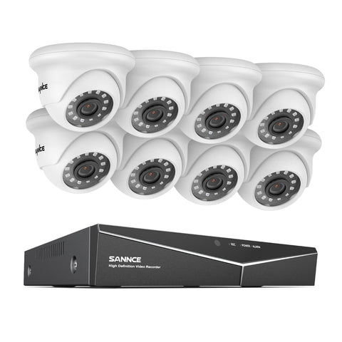 8 Channel 1080P Wired Security Camera System - Hybrid DVR, 8pcs 2MP Turret Cameras, Outdoor & Indoor, Smart Motion Detection, Remote Access
