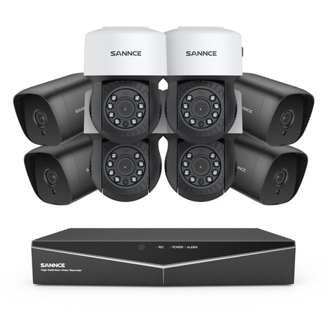1080P 8 canaux PT Système de caméra de sécurité  - DVR hybride 5 en 1, caméra de vidéosurveillance Pan & Tilt, vision nocturne jusqu'à 100 pieds, détection de mouvement, extérieure, étanche